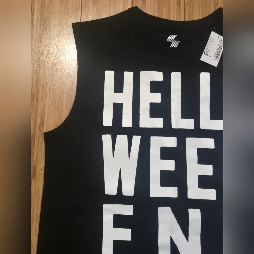 NWT The Children's Place Sport Black Sleeveless 'Hello Weekend' Top